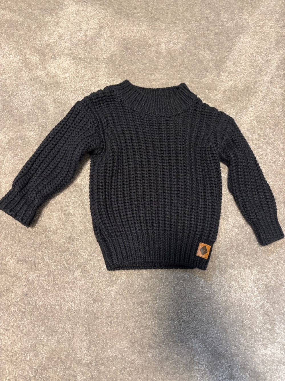Kyte Baby Black Chunky Knit Sweater with Accent Patch